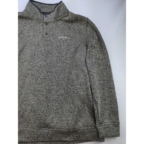 Mens Eddie Bauer Radiator Fleece Snap Mock Pullover Sweater XXL 2XL Gray Heather - Picture 4 of 11